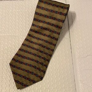 Bill Blass Olive and Red Striped Tie